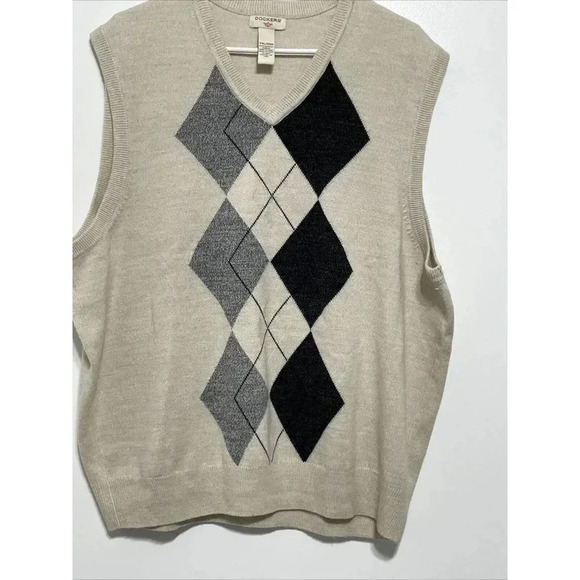 Dockers Mens Sweater Vest Size XXL/XXG  Multicolor Long Sleeves V-Neck - Picture 1 of 9